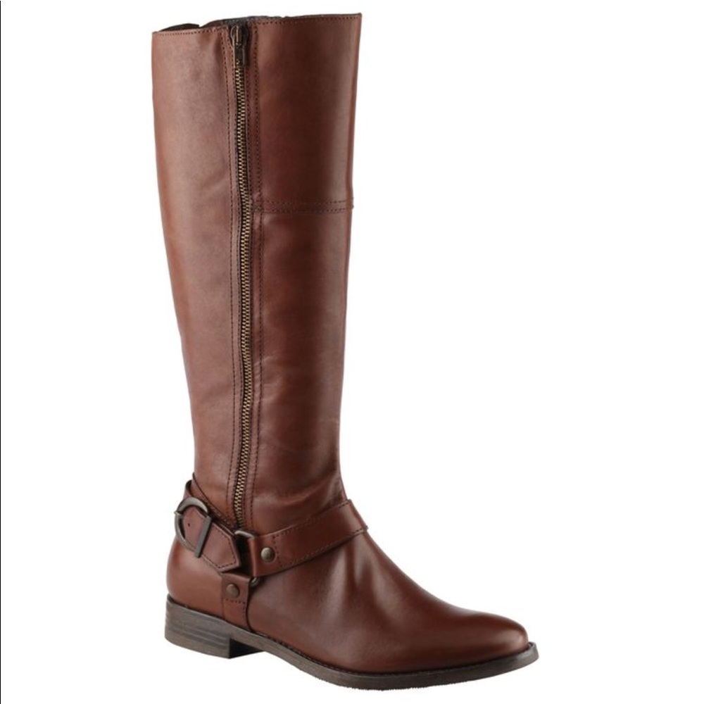 Aldo Laraway Tall Brown Riding Boots Buckle Zipper